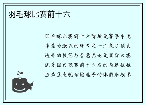 羽毛球比赛前十六