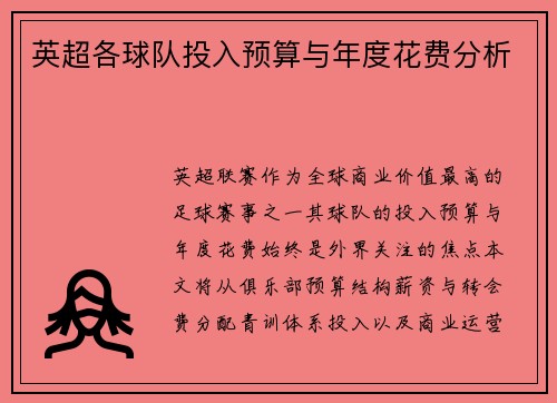 英超各球队投入预算与年度花费分析